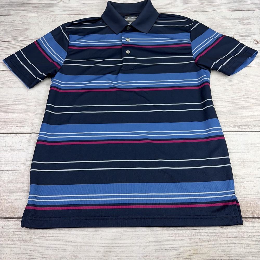 Ben Hogan Men's S Performance Golf Polo Shirt Blue Pink Striped Print